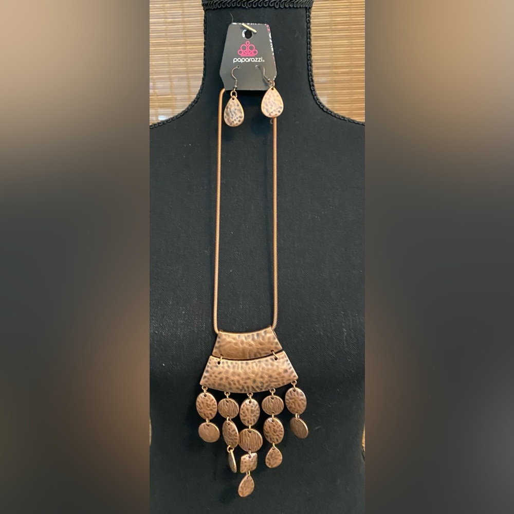 Paparazzi Bronze Statement Necklace and Earring Set